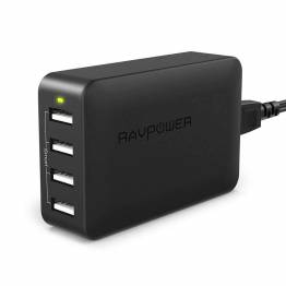  RAVPower 4-ports USB Hub oplader m. 40W i Sort