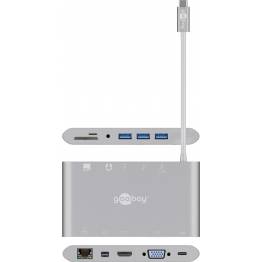 Goobay Alt-i-1 USB-C HUB m. HDMI, USB 3.0x3, mini DP, VGA osv
