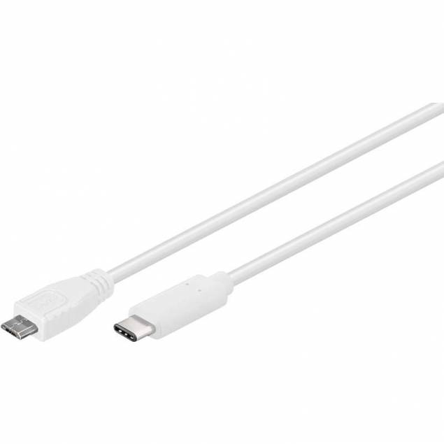 USB-C til MicroUSB kabel i hvid