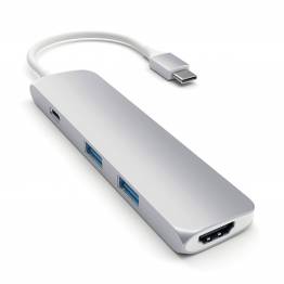 Billede af Satechi Slim USB-C MultiPort Adapter med 4K HDMI video og 2 USB 3.0, Farve Sølv farve