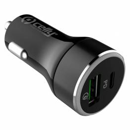 Celly USB-C PD + USB-A Quick Charge 42W Car Charger