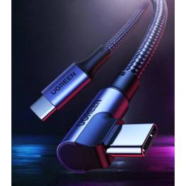  USB-C kabel med knæk 1m - 100W PD - sort vævet