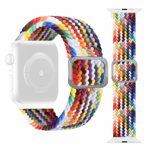 Apple Watch justerbar elastisk flettet rem 38/40 mm - Rainbow