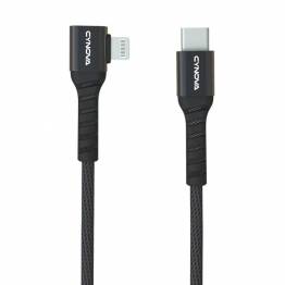 CYNOVA USB-C til Lightning kabel med vinkel 65 cm - Sort vævet