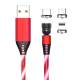 Lysende magnetisk multi opladerkabel -Lightning, MicroUSB, USB-C - Rød
