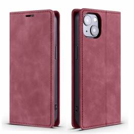 iPhone 13 Pro cover med klap og kortplads i kunstlæder - Rødbrun