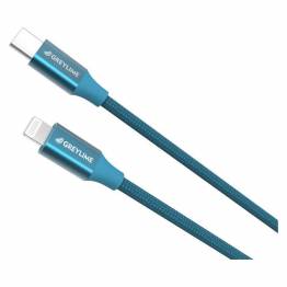 GreyLime Braided USB-C til MFi Lightning Kabel Blå 1 m