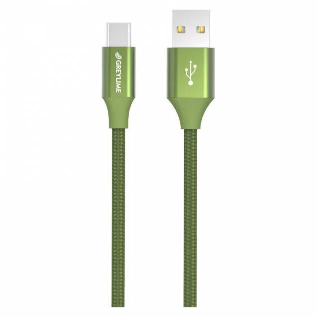 GreyLime Braided USB-A til USB-C Kabel Grå 2 m