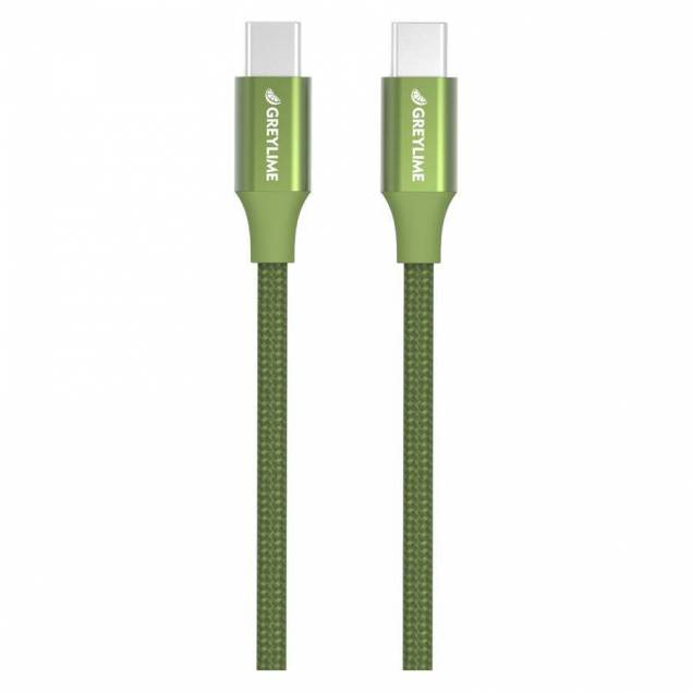 GreyLime Braided USB-C til USB-C 60W Kabel Grøn 1 m