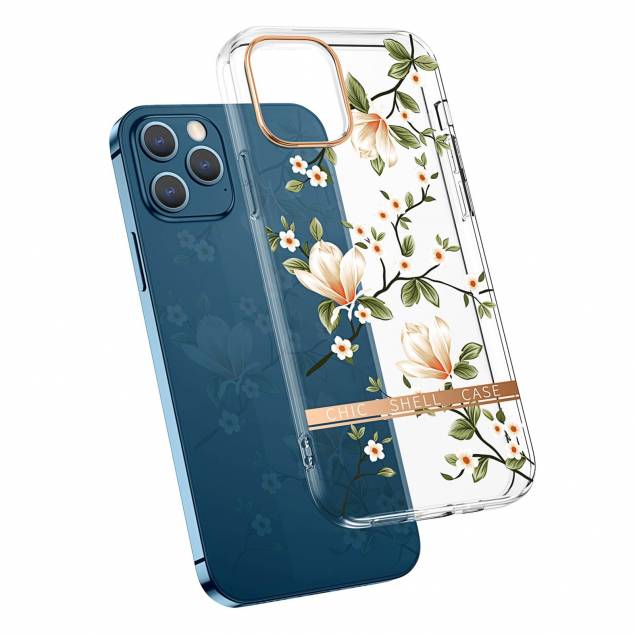 iPhone 12 / 12 Pro cover med blomster - Magnolie