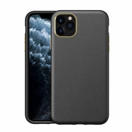 Kina OEM Stilfuldt iPhone 11 Pro cover med lÃ¦der look - Sort