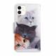 iPhone 11 cover med klap og kortplads i kunstlæder - Katte