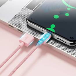  Joyroom USB til Lightning kabel - vævet pink