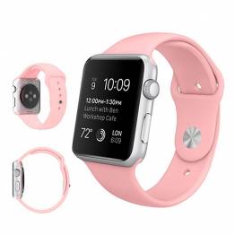 Silikone rem til Apple Watch - flere flotte farver, Størrelse 42, 44, 45 & 49mm, Farve Lyserød