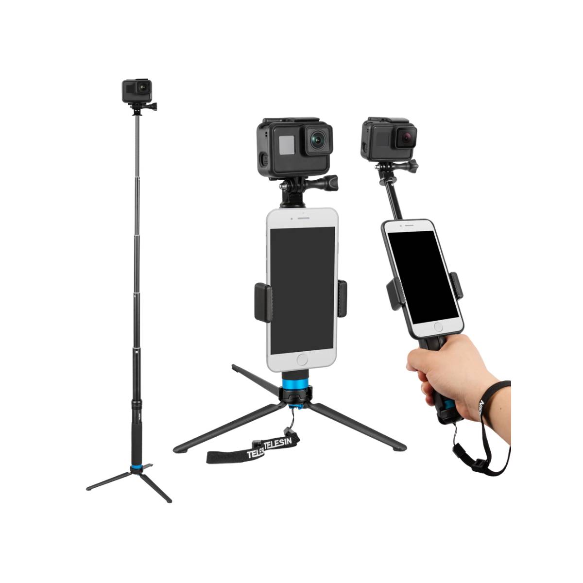tripod GoPro/action kameraer med mobilholder