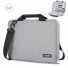 HAWEEL 14" MacBook taske med praktisk tilbehørs-rum og bærerem - Grå