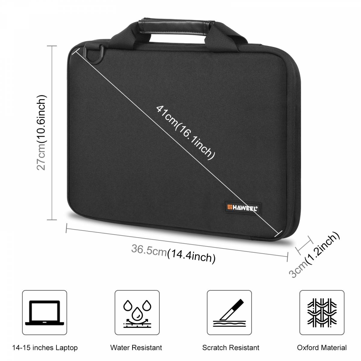 14" MacBook taske med praktisk tilbehørs-rum og bærerem - Sort