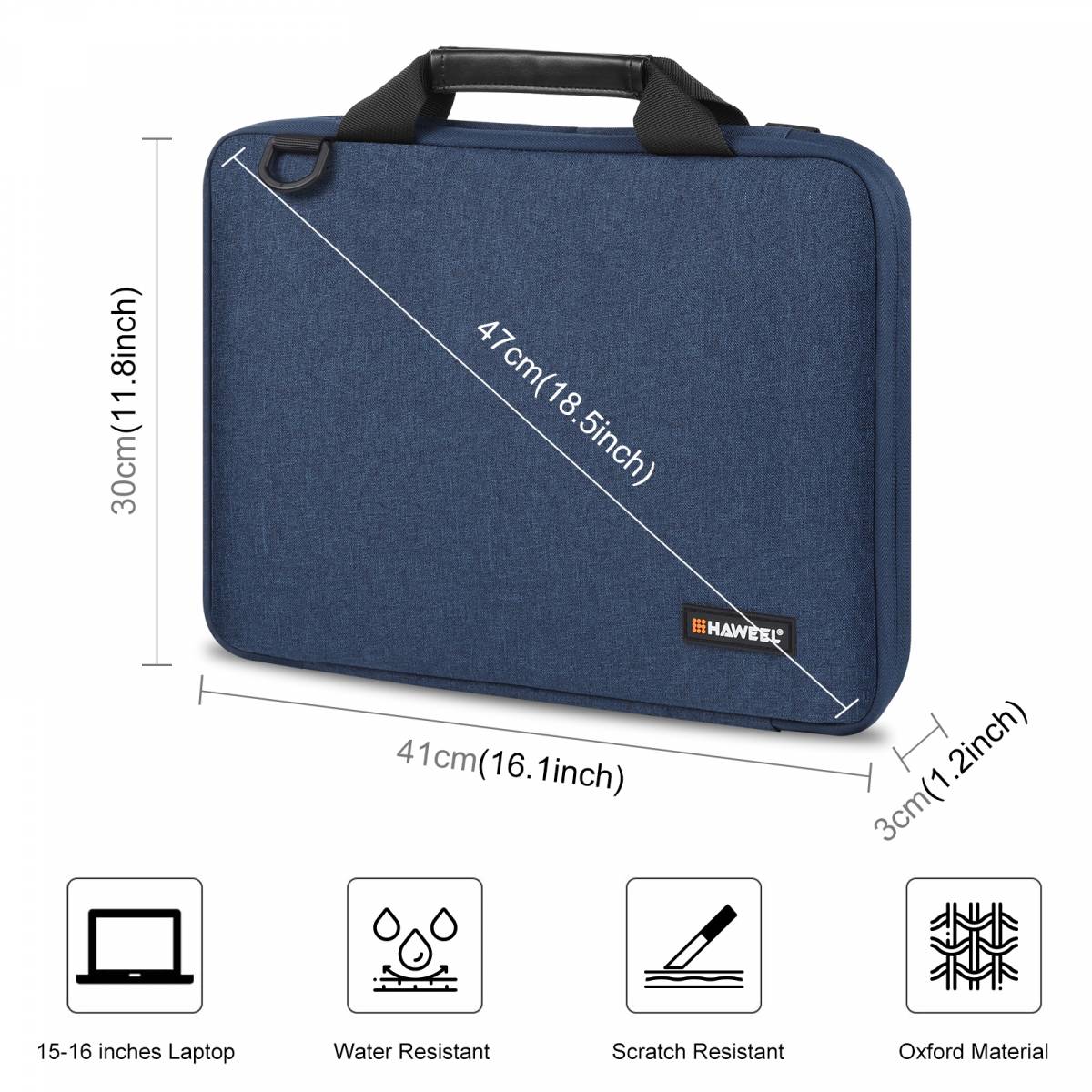 HAWEEL MacBook taske med tilbehørs-rum og bærerem- Blå