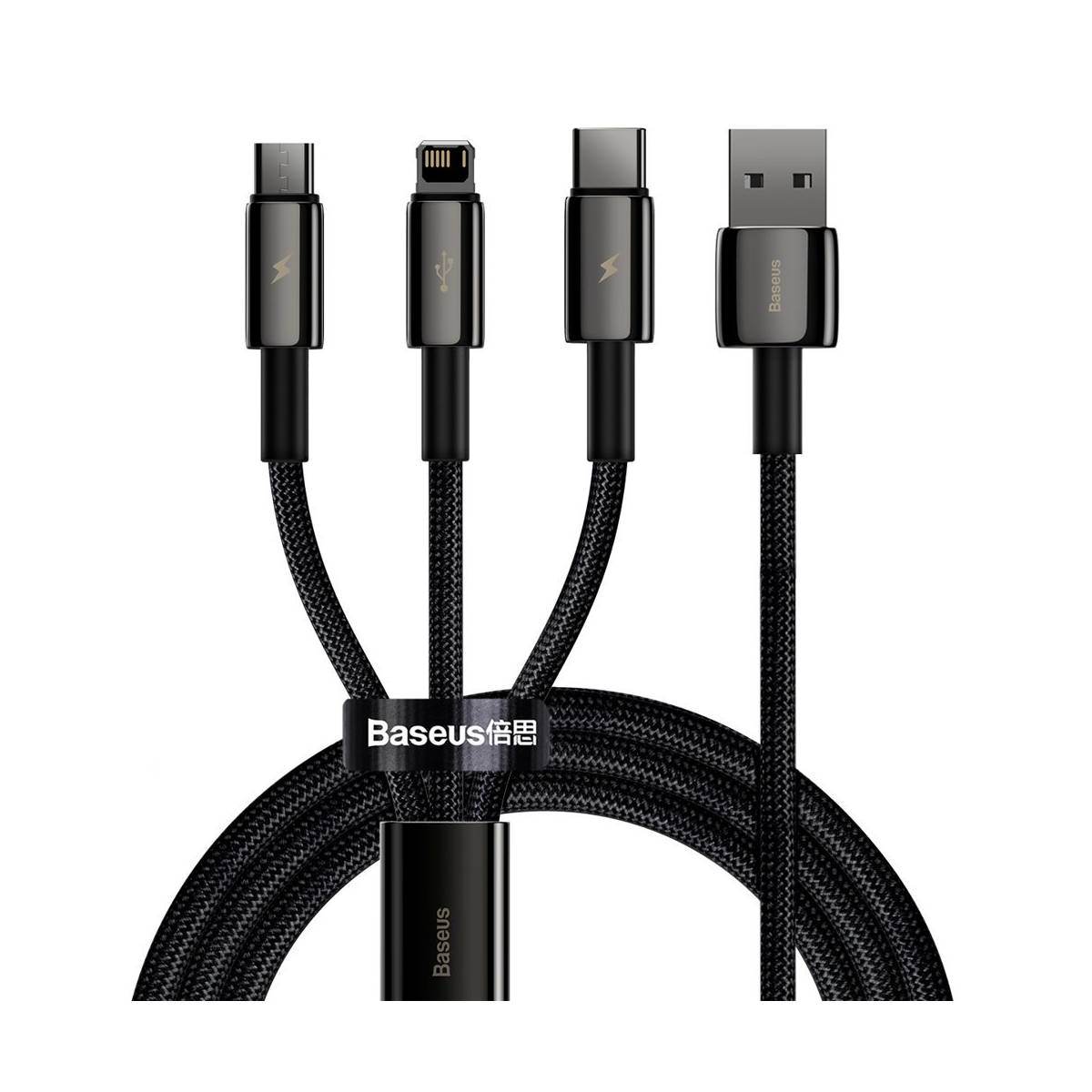 udbytte Forløber Mål Baseus Tungsten multi opladerkabel USB til Lightning, MicroUSB, USB-C