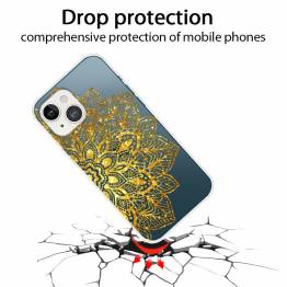  Beskyttende iPhone 13 cover - Gennemsigtigt med guldblomst