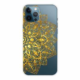 Beskyttende iPhone 13 Pro cover - Gennemsigtigt med guldblomst