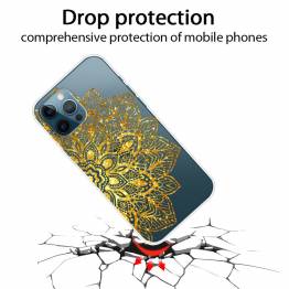  Beskyttende iPhone 12/12 Pro cover - Gennemsigtigt med guldblomst