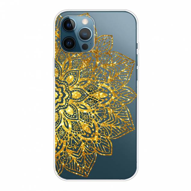 Beskyttende iPhone 12/12 Pro cover - Gennemsigtigt med guldblomst