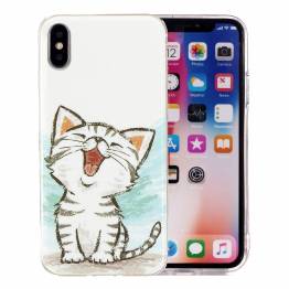  iPhone X/Xs selvlysende cover - Glad kattekilling