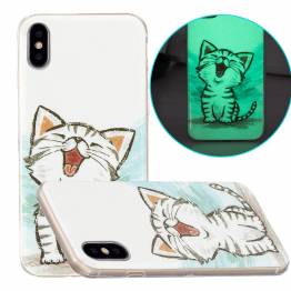 iPhone X/Xs selvlysende cover - Glad kattekilling