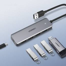  Ugreen USB 3.0 til 4-port USB Hub med MicroUSB til ekstra strøm