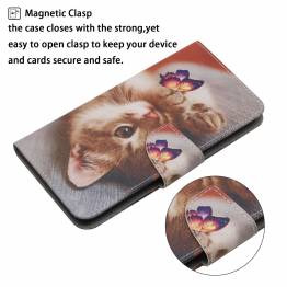  iPhone 14 Pro Max cover m klap og kortplads i kunstlæder- Kattekilling