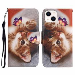 iPhone 14 Plus cover med klap og kortplads i kunstlæder - Kattekilling