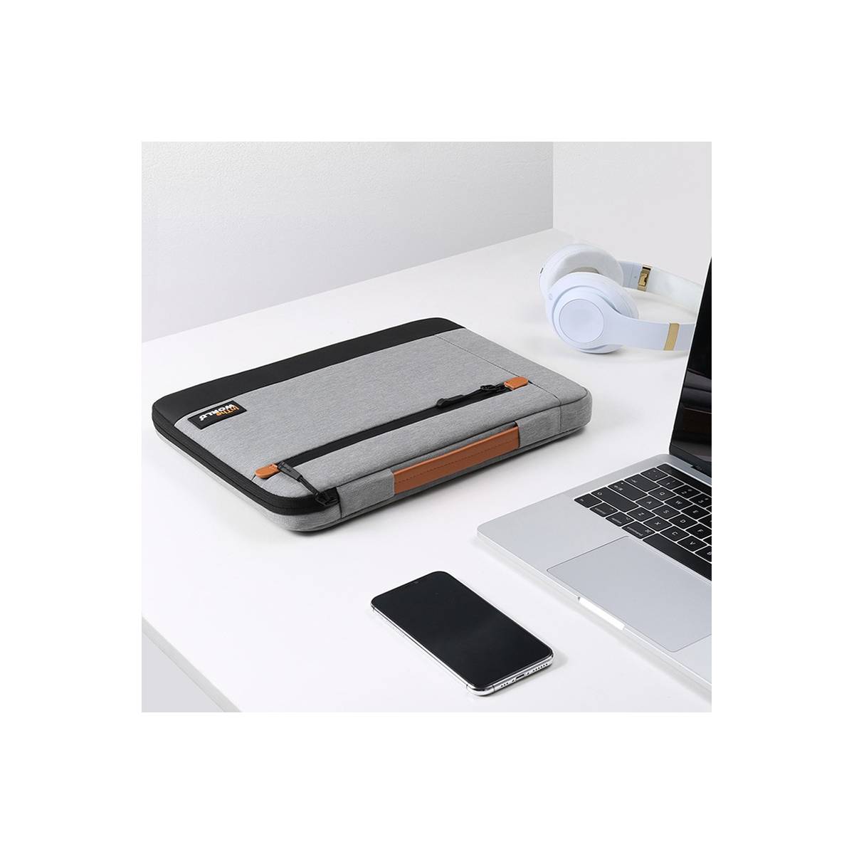 højttaler Springe spredning Ekstra beskyttende Macbook 13" taske med plys foring - Grå/Sort