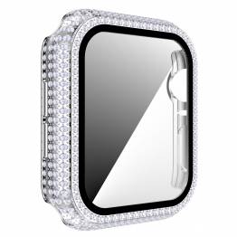  Apple Watch 1/2/3 38mm cover og beskyttelsesglas med diamanter - Sølv