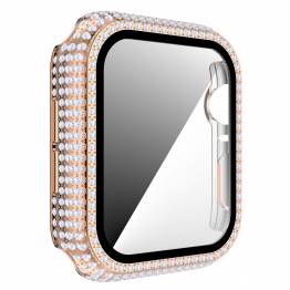  Apple Watch 1/2/3 38mm cover og beskyttelsesglas med diamanter - Rosaguld