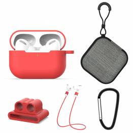 Kina OEM AirPods Pro 5-i-1 pakke m cover, strop, karabin, holder og etui - RÃ¸d