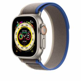  Nylon Loop rem til Apple Watch Ultra samt Watch 44/45mm - Grå/Blå