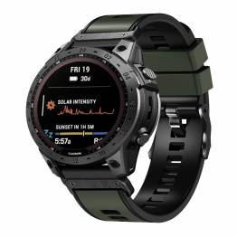 OEM Silikone rem til Garmin Fenix 7 - 22mm Sort/Army grÃ¸n