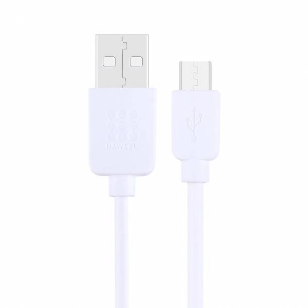 Haweel hårdført USB til Micro USB kabel i hvid