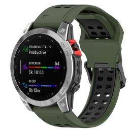 OEM Silikone rem til Garmin Fenix 7S / 6S 5S - 20mm GrÃ¸n/Sort