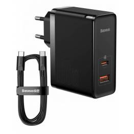 Baseus GaN5 Pro 2-port USB/USB-C 100W PD Mac oplader - Sort