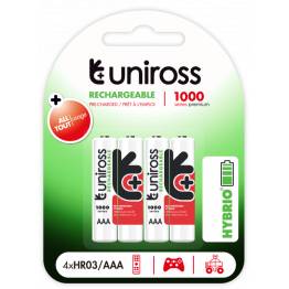 Uniross genopladelige AAA batterier - 1000 NiMh - 4 stk