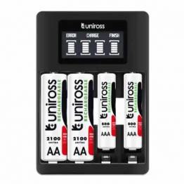 Uniross Ultra Fast oplader til AA/AAA batterier inkl 4 stk AA2100