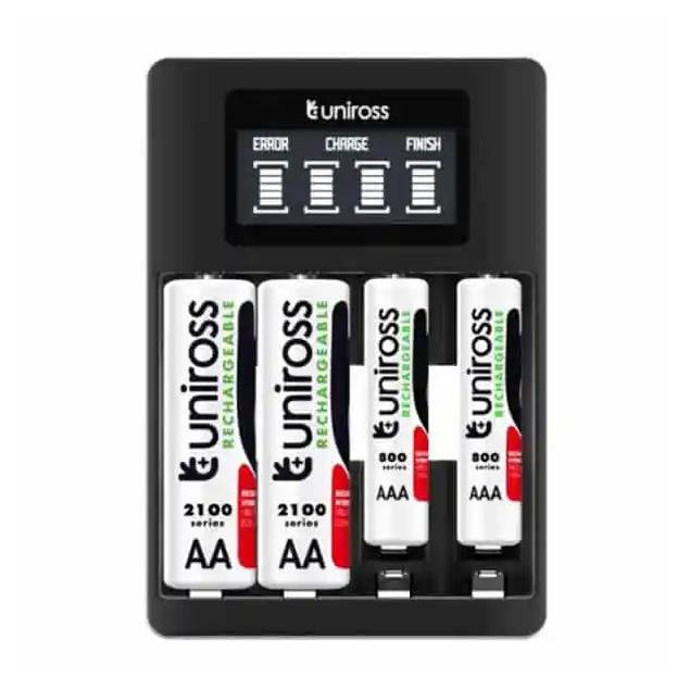 Uniross Ultra Fast oplader til AA/AAA batterier inkl 4 stk AA2100