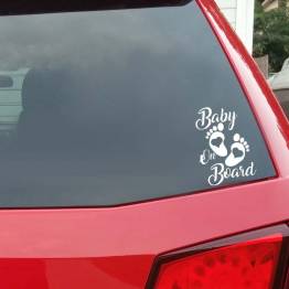  Baby on Board klistermærke til bilens bagrude - Hvid