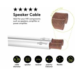  GooBay højttaler kabel 2x 0.75 mm² - 10m - Hvid