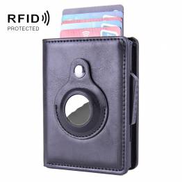 RFID beskyttet pung m kortholder og AirTag holder i kunstlæder - Sort