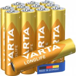 Se Varta Longlife alkaline AAA batterier - 12 stk hos Mackabler.dk