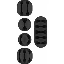  Goobay selvklæbende kabelholdere i stabil gummi - 5 forskellige - Sort