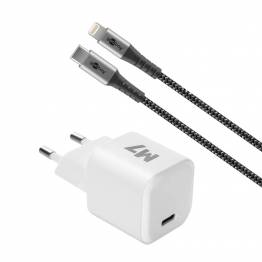 MFi USB-C til Lightning kabel 1m og M7 33W nano USB-C oplader til iPhone/iPad